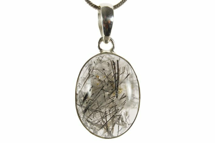 Glassy Tourmalinated Quartz Pendant - Sterling Silver #369886